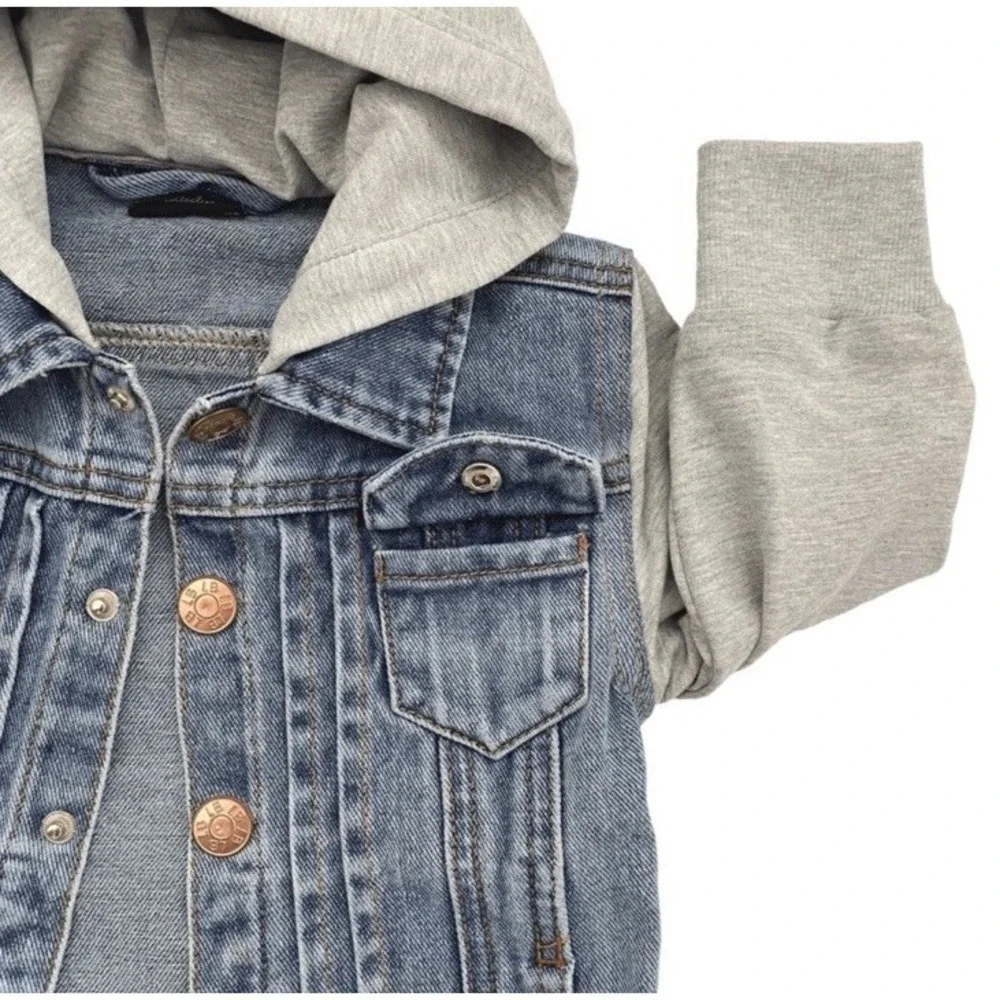 Little Bipsy Denim Jacket Hoodie Toddler Baby Blue Gray NWT 0-3 Month